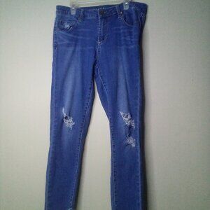 Articles Of Society Jeans 29 Women Cropped Raw Hem Distressed Blue